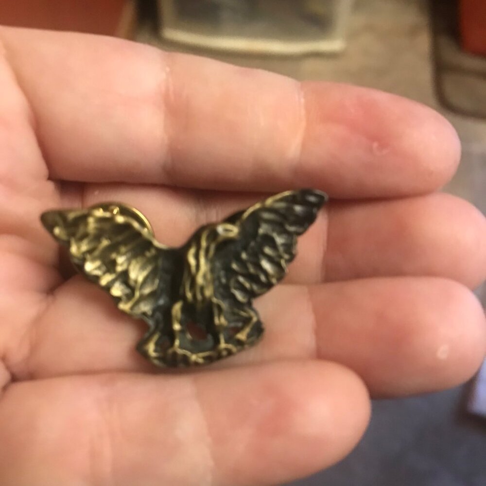 Vintage Bronze Eagle Lapel Pin Badge 1.5 Inches Wide Military & Patriotic Collec